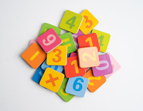 Math number colorful on white background.