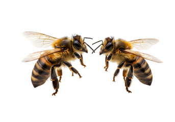 honey bee landing, isolated on white or transparent background. PNG