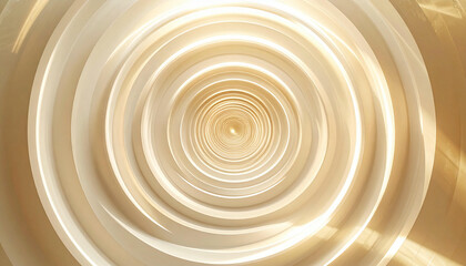 Abstract concentric circles in shades of beige and white, radiating from a central point, creating a hypnotic effect.