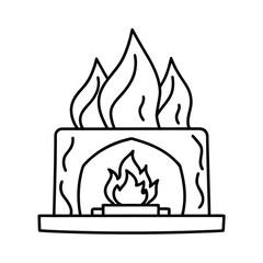 A yellow and hot fire flame icon vector symbol sign for danger or flammable warning on a white background