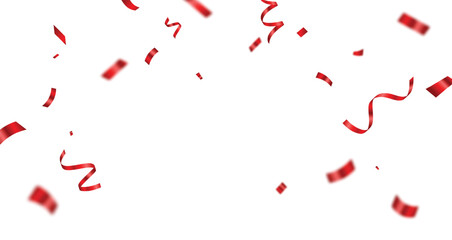Falling Red Confetti and ribbons. birthday, holiday and party design element