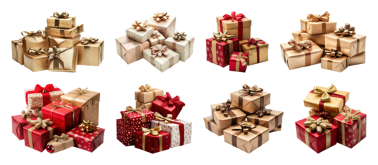 PNG Festive gift boxes collection, element set on transparent background