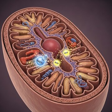 Mitochondrion Structure - Cellular Powerhouse with ATP Production and Metabolic Processes.