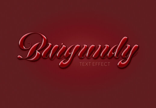 Burgundy Glossy Script Text Effect