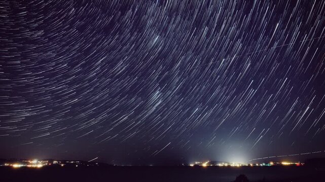 Time-lapse startrails over ocean sea waters.