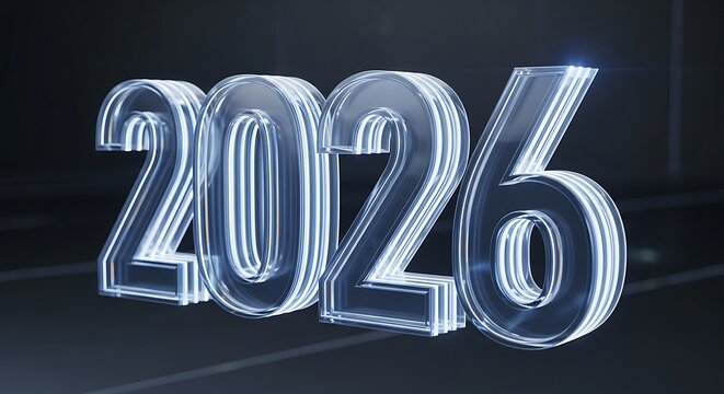 Futuristic Neon Number Twenty Four Zero Two Six Display