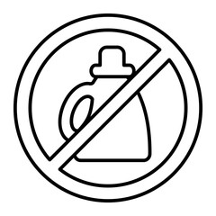 Obraz premium Bottle of machine oil ban thin line icon, repair concept. Vector graphics. Forbidden, prohibited item sign on white background, style icon mobile or web design.