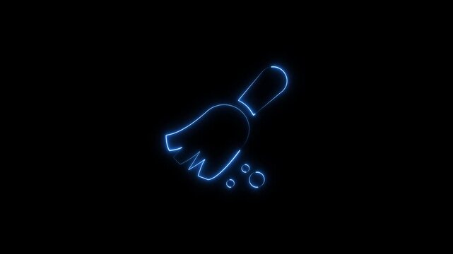 Blue Neon Broom Sweeping Dust on Black cleaning