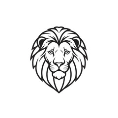 Obraz premium Lion Portrait: Majestic lion head, meticulously rendered in a striking monochrome, gazing directly at the viewer with an air of authority and confidence.