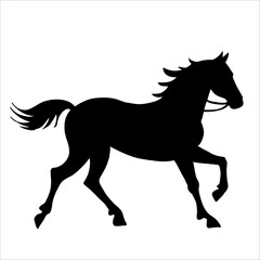 Vector silhouette of horse isolate on white backround.