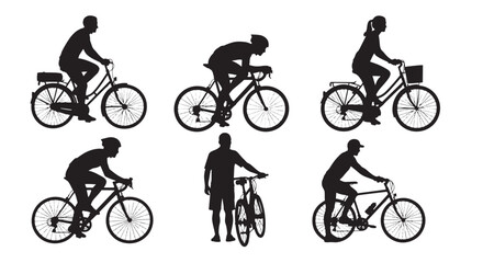 Obraz premium Cycling Silhouette Collection: Biking Sport Active Lifestyle on White Backdrop