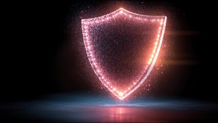 Glowing shield digital protection cybersecurity data security network defense neon light sparkle particle abstract futuristic technology firewall antivirus encryption safety secure guard glow with - Powered by Adobe