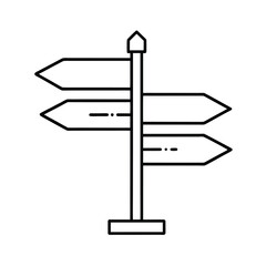 Blank directional road sign on a post with an empty arrow pointing the way