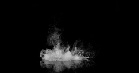 Super Slow Motion of White Rounded Smoke Texture Isolated on Black Background. VFX element for overlay.