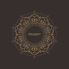 Elegant Golden Line Art Ornament Frame with Floral Elements Decoration