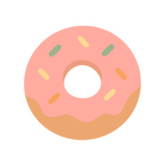 Sweet Temptation: A close-up shot of a single, delectable donut adorned with a vibrant pink glaze and a scattering of colorful sprinkles, tempting the senses with its delicious allure.