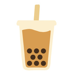 Bubble Tea Delight: A refreshing bubble tea, with tapioca pearls at the bottom, and straw, a sweet and delicious drink for a hot day.