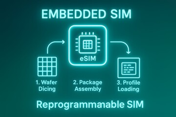  Futuristic eSIM and Digital Connectivity Infographic for Mobile Network and Travel Concept
