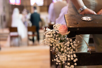 mariage, fleur, commer&ccedil;ante, c&eacute;l&eacute;bration, d&eacute;coration, &eacute;glise, c&eacute;r&eacute;monie