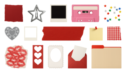 PNG Retro scrapbook element set, transparent background