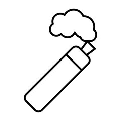 Vape device with steam thin line icon, vaping concept. Vector graphics. Vaping sign on white background, style icon mobile or web design.