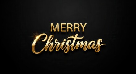 Merry christmas golden text on black