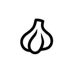 Black and white graphic illustration of a garlic bulb isolated on white