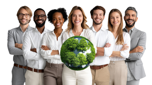 Harmony for the Planet: A unified group of diverse individuals stands together, united by their shared dedication to safeguarding the planet.
