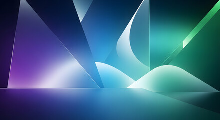 Abstract Digital Art with Geometric Shapes and Smooth Curves, Gradient Colors, and Soft Lighting