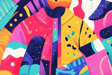 Abstract colorful clothing collage.