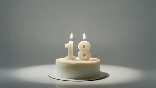 Eighteenth Birthday Cake Celebration with Lit Candles.