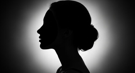 High-Contrast Silhouette of a Woman with Strong Jawline