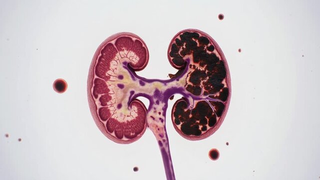 Cross-Section of Kidney Tissue - A Microscopic View of Renal Anatomy.