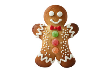 Festive Gingerbread Cookie Isolated on Transparent Background. Ideal for advertising layouts, banners, designs.