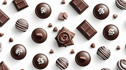 chocolate candies isolated on a white background