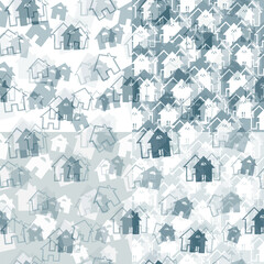A collection of seamless patterns featuring houses and buildings. A set of simple house patterns