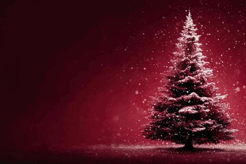 Bright christmas tree with garland  at night, illustration with copy space