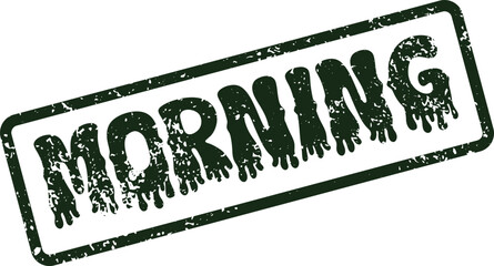 Vibrant green morning word textured stamp effect conveying a fresh start to a brand new day