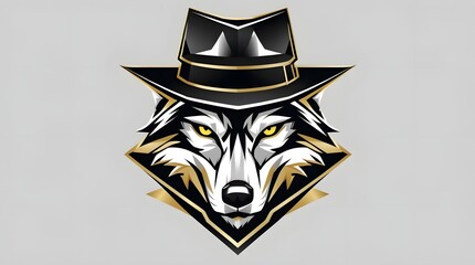 Stylized wolf head with sharp facial features and piercing yellow eyes