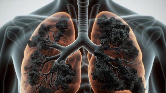 Human Lungs Affected by Smoking - A Visual Representation of Damage.