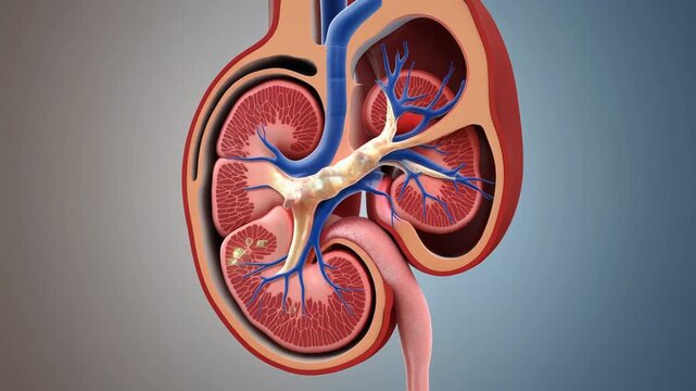 Kidney Anatomy Illustration - A Detailed Look Inside the Human Organ.