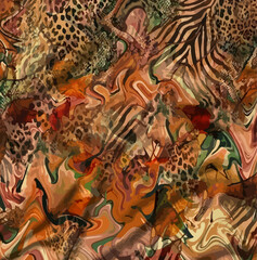 Obraz premium zebra pattern design, scarf, bandana, rug, pillow, socks, textile fabric pattern, wild animal texture tiger. Abstract vector fashion art wild skin. wavy exotic colorful texture