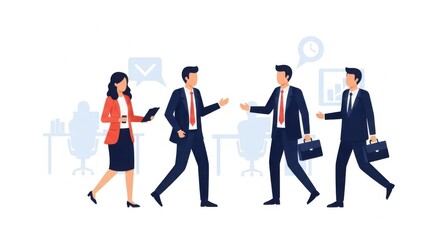 Dynamic business networking: professionals connecting in a modern workspace environment