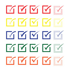 Multicolor Checkmark Icons Set &ndash; Colorful Checked Boxes for Lists, Tasks set
