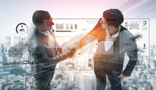 Technical layout of electric vehicle showing battery system, power control, traction motor, charging interface, and integration with renewable and smart energy sources Vouch