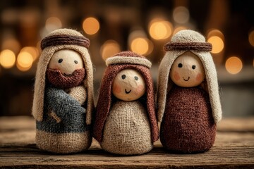 Wooden Nativity Figures with Mary Joseph and Baby Jesus for Cozy Christmas Decoration and Holiday Craft Inspiration
