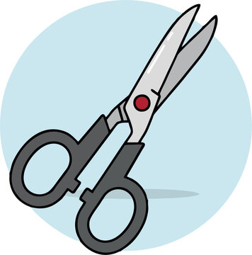 Minimal Black Scissors Vector Illustration &ndash; Flat Style Cutting Tool Clipart Isolated