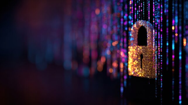 Secure Decentralized Blockchain Lock Node Symbolizing Crypto Protection in a Vibrant Digital Setting