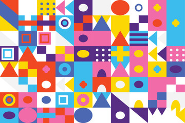 Fototapeta premium Colorful Geometric Abstraction A Creative Mosaic of Shapes and Designs