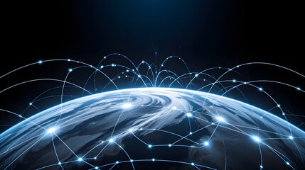 Global network connecting the world for business, technology, and communications, showcasing a modern, vibrant, and interconnected planet earth.